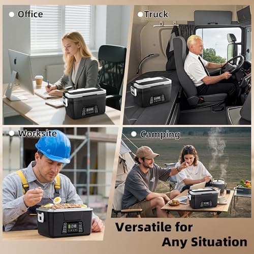 Vabaso Cordless Electric Lunch Box for Adults, App Control Heated Lunch Box with 27000mAh Detachable Battery, 1.2L Self Heating Lunchbox with Timer, Memory & Auto Keep Warm for Work Travel Outdoor - Thumbnail 6