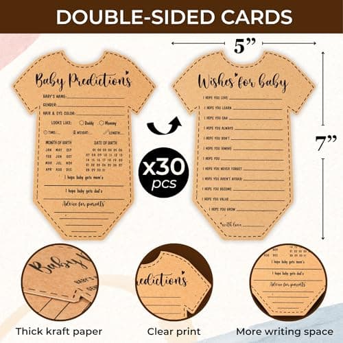 WOODAMORE Baby Prediction and Advice Cards - Well Wishes Cards for Baby Shower Decorations Gender Neutral, Hilarious Babies Shower Games Activities - Thumbnail 2