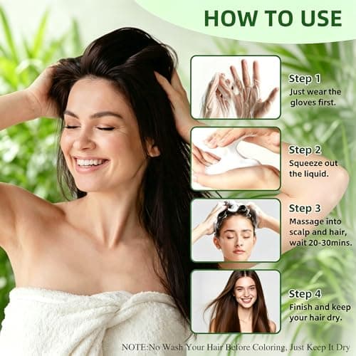 SHIHUANUO Hair Dye Shampoo 3 in 1 for Gray Hair Coverage,Argan nut Natural Shampoo Hair Dye for Women & Men/Ammonia-Free 500ml(Linen) - Thumbnail 6
