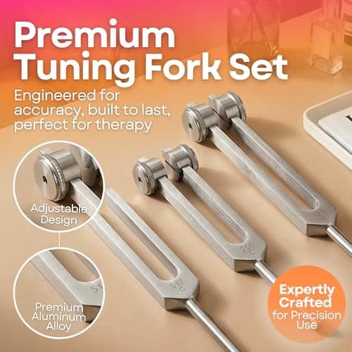 Tuning Forks for Healing Set – 128Hz, 256Hz & 512Hz Weighted Tuning Fork Kit with Rubber Mallet, Sound Healing Therapy Tools for Chakra Balancing, Meditation, Yoga & Stress Relief - Thumbnail 3