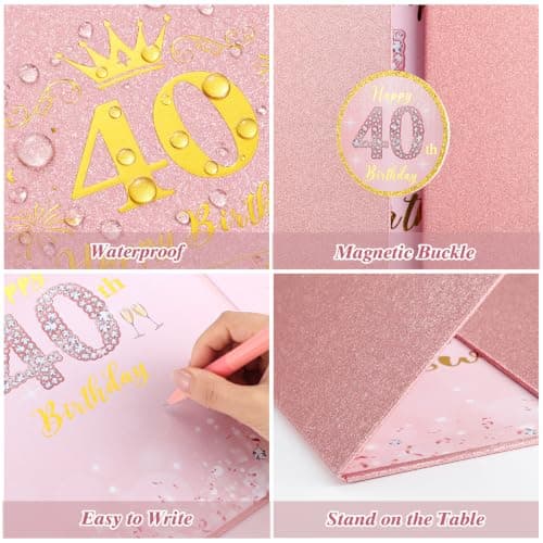 WSICSE 40Th Birthday Guest Book Alternative Card, Rose Gold, 18 x 12 Inch - Thumbnail 5