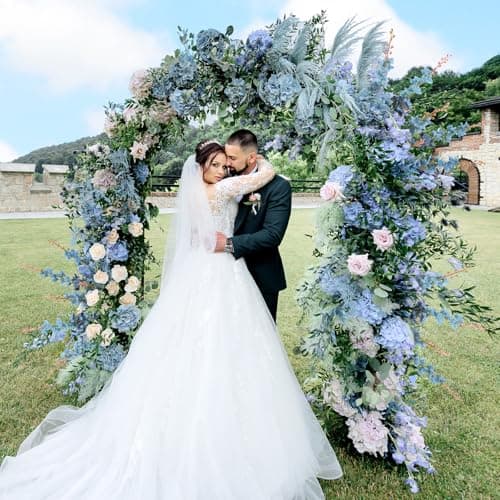 LILUYTO 6PCS Blue Delphinium Artificial Flowers, Long Stem Faux Larkspur Silk Flowers, 33.5" Bendable Fake Flowers Bouquets for Tall Vase Table Kitchen Home Offices Garden Wedding Decor - Thumbnail 3