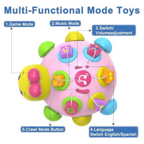 Holaxander Baby Musical Ladybug Crawling Toys,Baby Toy 6-12 Months with Light-up Music, Early Educational Learning Toy, Infant Gift Toys for 7 8 9 10 11 Months 1-2 Years Old Newborn Girls (Pink) - Thumbnail 3