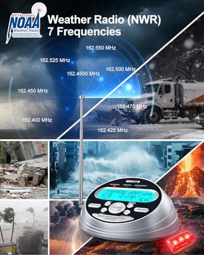 Emgykit MD319 NOAA Weather Alert Radio with S.A.M.E Localized Programming, 23 County Codes & 80+ Emergency Alerts, Battery Backup, Alarm Clock, External Antenna and Warning Light for Home & Emergency - Thumbnail 3
