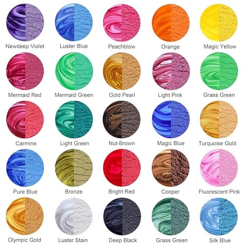 MTBJZJ Mica Powder for Resin, 25 Colors - 20g/Bottle Epoxy Resin Color Pigment, for Candle Dye, Lip Gloss Pigment, Soap Making, Slime Colorant, Paint, Bath Bombs, Nail Polish and Eye Shadow - Thumbnail 2