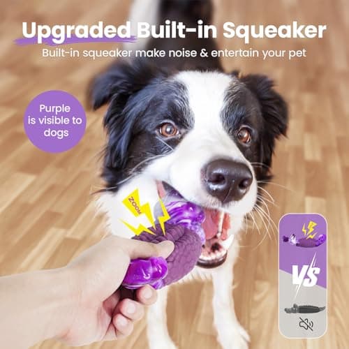 HGB Tough Dog Chew Toys for Aggressive Chewers, Squeaky Indestructible Dog Toy for Large Dogs to Keep Them Busy & Reduce Boredom for Small, Medium, Large Breed, Bacon Flavor - Thumbnail 3