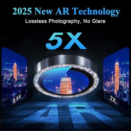 YWXTW Camera Lens Protector for iPhone 17 Pro/iPhone 17 Pro Max, [1 Step Installation Tray] Tempered Glass Screen Protector Metal Individual Camera Cover Accessories Case Friendly (Glitter Blue) - Thumbnail 4