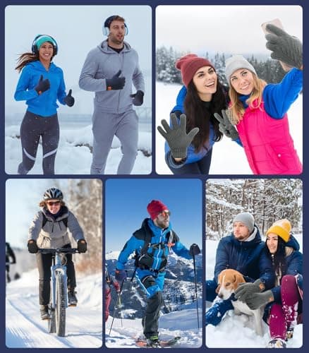 CHENMEI Winter Gloves for Men Women-Warm TouchScreen Cold Weather Gloves,Wool Knit Thermal Adults Gloves for Driving Texting - Thumbnail 6