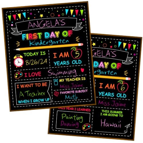 Double-Sided First Day of School Board, 12 × 10 Inches Back to School Sign