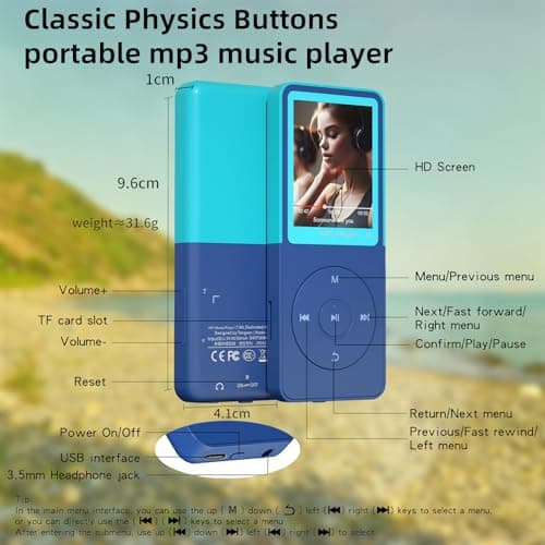 CONODO MP3 Player with Bluetooth 5.3, 1.8" Screen, Color-Block Music Player - Thumbnail 6
