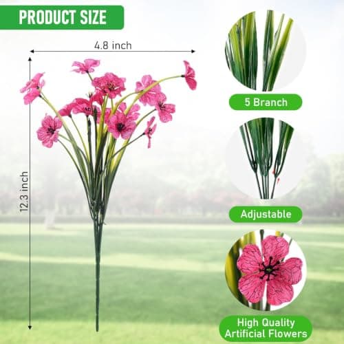 Powbrace 22 Pack Artificial Flowers for Outdoor Indoor Fake Plants, Faux Silk Flowers for Outdoors Outside Front Porch Hanging Planter Window Box Garden Spring Decoration(Multi-Colour) - Thumbnail 5