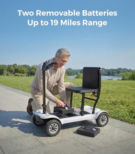 [2026 Upgraded] PAISEEC D3 Pro 35 lbs Lightweight Mobility Scooter for Seniors, Light Weight Mobility Scooter with 2 Batteries, Long Range, Airline Approved, Foldable Mobility Scooter (Ivory) - Thumbnail 5