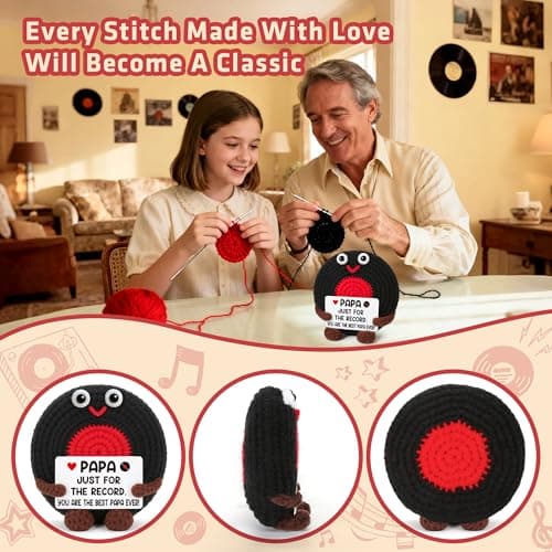 Fathers Day Grandpa Gifts for Papa from Grandkid, Father's Day Birthday Gifts for Grandfather Retirement Best Grandpa Gift for Granddad Crochet Vinyl Record Music Gift from Granddaughter Grandson - Thumbnail 5