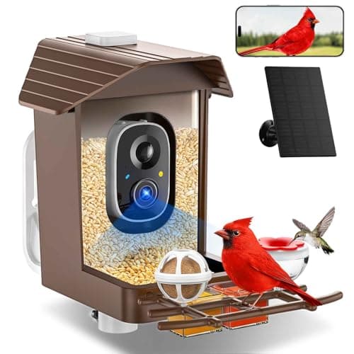 Bird Feeder with Camera Solar Powered, 2K HD Live Video Smart Bird Camera for Outdoors, Motion Detection with Instant Alerts, IP65 Waterproof, Bird Watching Gifts for Nature Lovers - Image 1