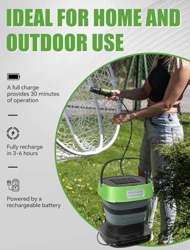 Portable Cordless Electric Sprayer with 3.2 Gal Water Tank, Auto-Retract & Any-Length Lock Hose Reel, Portable Pressure Washer for Rinseless Car Wash, HVAC Coil Cleaning, Pet Care, and Camping Shower - Thumbnail 5