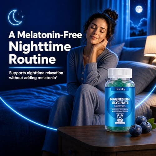 Magnesium Glycinate Gummies 500mg, Sugar-Free for Adults & Kids, Magnesium Gummies for Sleep, Stress & Muscle Relief, Supports Bone & Nerve Health, Vegan, Pectin-Based, 60 Count, Blueberry Flavor - Thumbnail 2