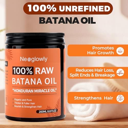 Neoglowly Batana Oil for Hair Growth, 100% Pure & Organic from Honduras, Wild Growth Hair Oil, Enhances Thickness & Strengthens Strands, Suitable for All Hair Types (8.8 oz) - Thumbnail 2