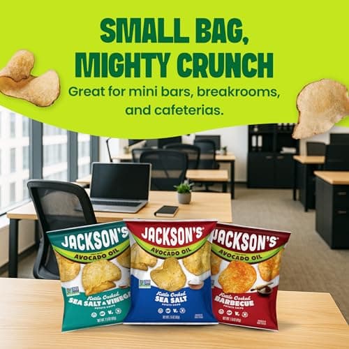 Jackson’s Classic Kettle Potato Chips (Variety Pack, 1.5 oz, Pack of 18) - Made with Premium Avocado Oil, Sea Salt, Salt & Vinegar and BBQ Flavors - Allergen-friendly, Gluten Free, Vegan - Thumbnail 6
