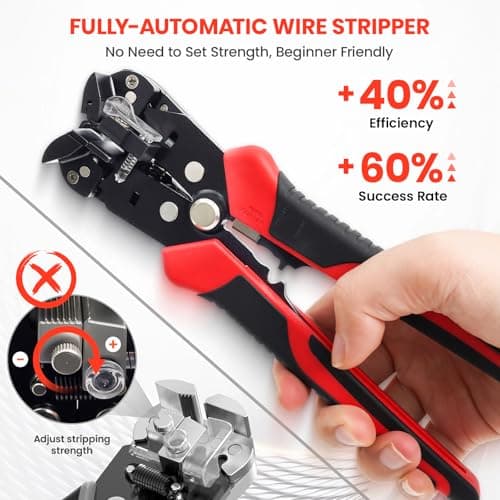 HARDELL+ Wire Stripper, 20-10 AWG Automatic Wire Strippers, 3-IN-1 Self Adjusting Wire Stripper Tool, Stripping/Cutting/Crimping Tool With 40PCS Terminals & Waterproof Bag For Electrician & DIYers - Thumbnail 2