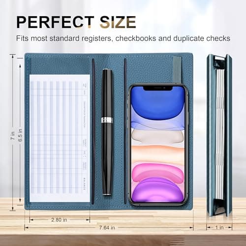CASMONAL Checkbook Covers for Personal Checkbook Holder RFID Blocking Premium Leather Checkbook Cover for Duplicate Checks - Thumbnail 5