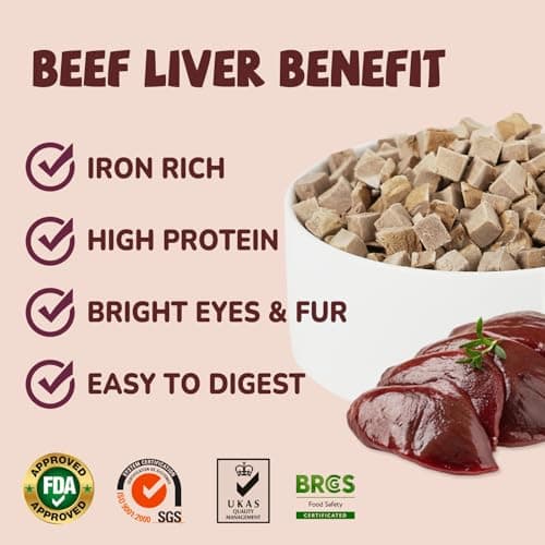 PAWUP Freeze-Dried Beef Liver Dog Treats, Single Ingredient, High Protein Dog Training Treats, Natural Beef Liver Food Topper for Dogs, 3.8 oz - Thumbnail 4