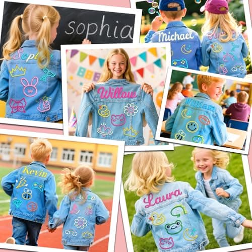 Individz Personalized Kids Denim Jacket with Name, Custom Embroidery kid Jean Jackets, 1-10 Years Old Girls Birthday Christmas Gifts - Thumbnail 2