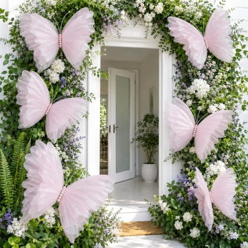 8 Pcs Large & Small Pink Butterfly Decorations, 3D Silk Butterflies Wall Decor with 3 Big 20 Inch & 5 Small 12 Inch Butterflies for Wedding, Baby Shower, Birthday Party, Nursery & Event Decoration - Thumbnail 4