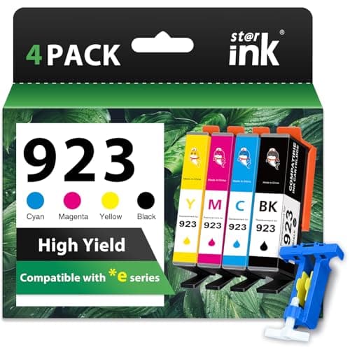 923 Ink Cartridges Combo Pack Replacement for HP 923 Ink Cartridges for HP Printers Work for HP OfficeJet Pro 8130e OfficeJet Pro 8135e 8125e 8138e 8122e 8139e 8120e Printer Ink Without Chip,4 Packs - Image 1