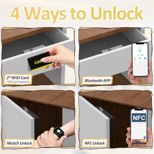 Keylesslife Smart Cabinet Lock,Hidden RFID Bluetooth Drawer Locks,Child Safety Cabinet Locks for Adults Cupboard Liquor File Kitchen Drawer Closet Black - Thumbnail 2