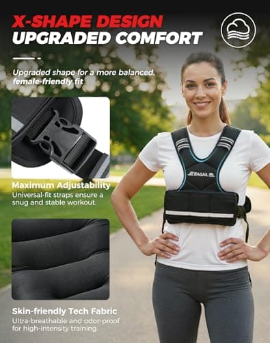 BAGAIL Adjustable Weighted Vest for Women 4-10lb, Comfortable U-Neck Rucking Vest with 6 Removable Weights, Storage Pocket and Reflective Strips for Walking, Jogging, Weight Loss & Home Workouts - Thumbnail 3