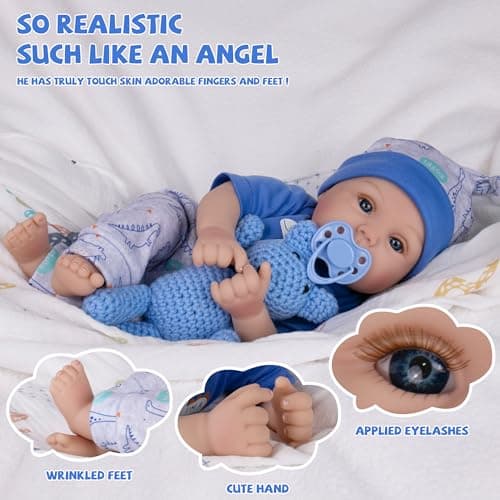 Milidool Lifelike Reborn Baby Dolls Boy - 18-Inch Baby Soft Body Realistic-Newborn Baby Dolls Cloth Body Real Life Baby Dolls with Toy Accessories for Kids Age 3 4 5 6 7 + - Thumbnail 6