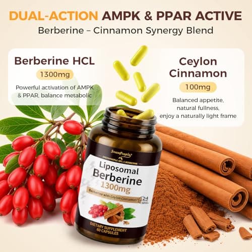 GREENPEOPLE Liposomal Berberine HCL1300mg - Berberine Supplement with Ceylon Cinnamon Activates AMPK - High Absorption Formula Healthy Weight Support – Non-GMO/Vegan – 30-Day - Thumbnail 2