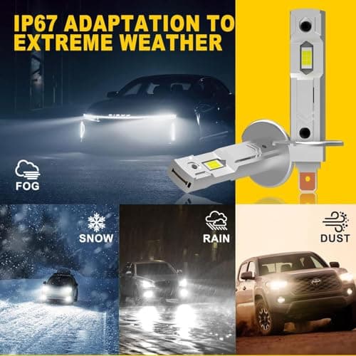KIMLATAR H1 Light Bulb,Super Bright Upgraded 600% 30000LM Brightness Cool White H1/H1LL Bulbs Real 1:1 Halogen Size 80000 Hours Lifespans Easy Install Fog Light Pack of 2 - Thumbnail 4