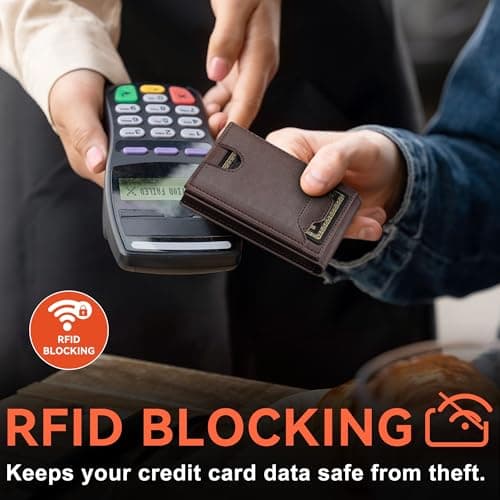 furid Leather Slim Wallet for Men Minimalist: Magnetic Closure Bifold Front Pocket Wallets with Money Clip - Rfid Credit Card Holder Wallet - Gifts for Men at Birthday - Thumbnail 3