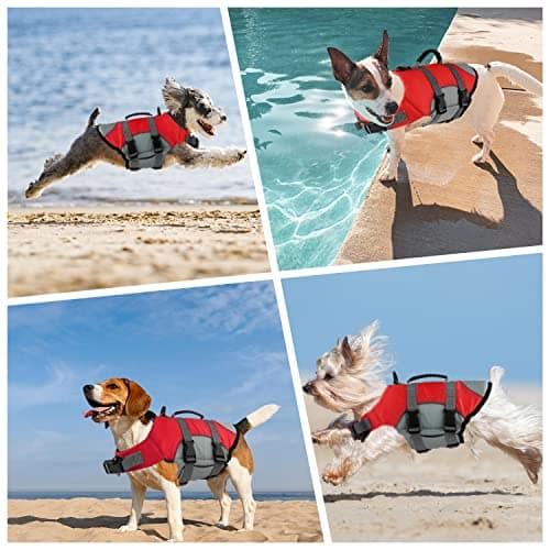 Mklhgty Dog Life Jacket, Reflective & Adjustable Dog Life Vest with Rescue Handle for Swimming and Boating, Ripstop Pet Safety Life Preserver for Small, Medium and Large Dogs - Thumbnail 3