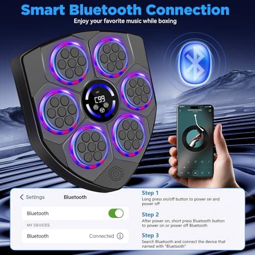 JUOIFIP Music Boxing Machine, Smart Boxing Machine for Adults with Boxing Gloves, 9 Modes & 9 Speeds Wall Mounted Music Punching Machine for Home Gym Office Workout - Thumbnail 3