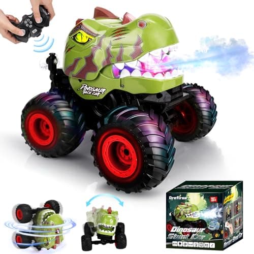 Drefirsa Dino Remote Control Car for Boy 4-7 8-12 wtih Stunt, Light, Sound - Image 1