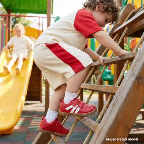 STQ KIDS Toddler Wide Toe Box Barefoot Shoes Girls Boys Sneakers Lightweight Fashion Tennis Shoes Non-Slip Zero Drop Baby First Walking Running Shoe Activities School Red Infant Size 4 - Thumbnail 3