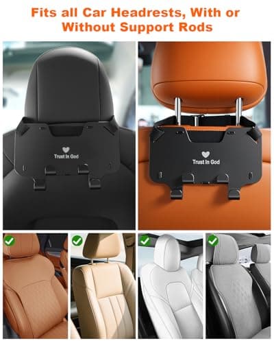 Forgyronis Adjustable Car Seat Headrest Hooks, Universal Fit for All Headrest Styles, Purse Hook with Phone Holder, Car Purse Hooks for Bags, Multifunctional Car Organizers and Storage - Thumbnail 3
