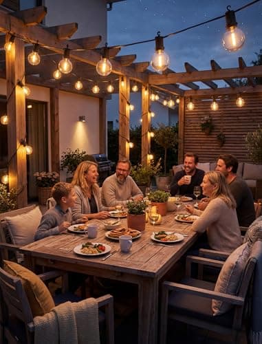 LED Outdoor String Lights, 50FT 25 G40 Bulbs Shatterproof Patio Lights, Commercial IP65 Waterproof Hanging Connectable Warm White Patio Lighting for Backyard Balcony Porch Bistro Cafe, Home Decor - Thumbnail 6