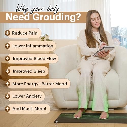Terra Sol Grounding Mat for Feet - Premium 29x12.5in Earthing Mat for Pain Relief, Better Sleep & Inflammation Reduction - Yoga Grounding Pad with 15ft Cord & Safety Testers - Thumbnail 2