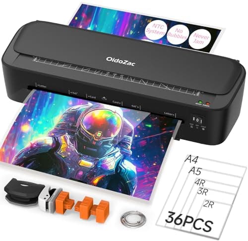 OidoZac Laminator Machine, 11 in 1 Laminating Never Jam Technology with 36 Laminating Sheets, 9 Inch Thermal Laminator A4 Laminating Machine Hot & Cold Mode for Home Office School Black