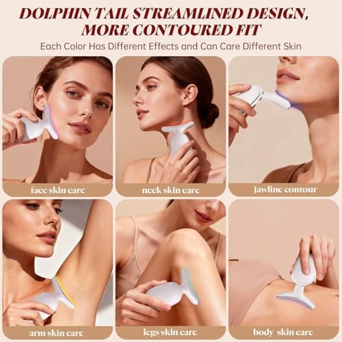 Facial Massager, Face Massager Tool,7 in 1 Face Sculpting Tool with Vibration and LED Lights for Face & Neck,Jawline Lifting Tighten Skin Care Tools Women Gifts - Thumbnail 5