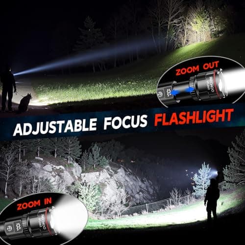 RECHOO Rechargeable Flashlights 2 Pack, Super Bright High Lumens LED Flashlight with LCD Digital Display, 3 Lighting Modes & Zoomable Torch Lights for Home Camping Hunting Emergency - Thumbnail 3
