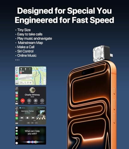 2026 Wireless CarPlay Adapter for iPhone, Premium Glass Finish Design, 5s Auto-Connect, Mini Wireless CarPlay Dongle Compatible with Apple CarPlay, Plug & Play for Factory Wired Cars, Low Latency - Thumbnail 4