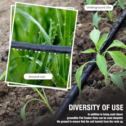 Soaker Hose - Flat Soaker Hose 100 FT for Garden Beds, 2 x 50 FT Garden Soaker Hoses with Heavy Duty, Double Layer Sprinkler Soaker Hoses - Thumbnail 6