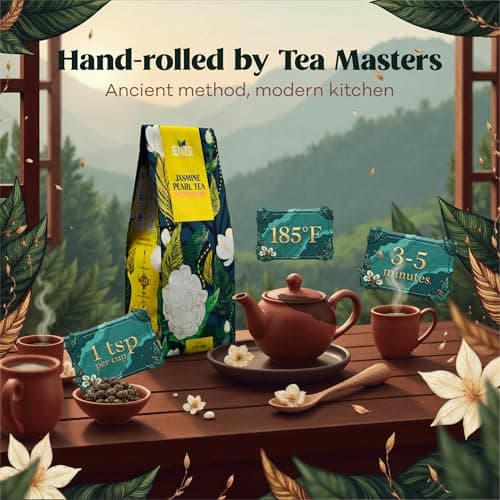 Organic Jasmine Green Tea Pearls - 4oz 113g - Dragon Pearl Tea by Enzo - Experience Soothing Scent of Jasmine Mellows Awaking Caffiene of Green Tea Pearl (Jasmine) - Thumbnail 3