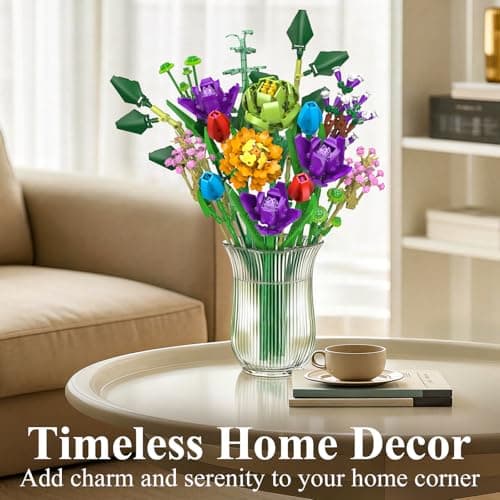 GEVINST Flowers Bouquet Building Set, Artificial Flowers Botanical Collection Kits for Home Decoration, Adults Women Teen Girls Ages 14+, Gifts for Birthdays Valentines Mother's Day - Thumbnail 6