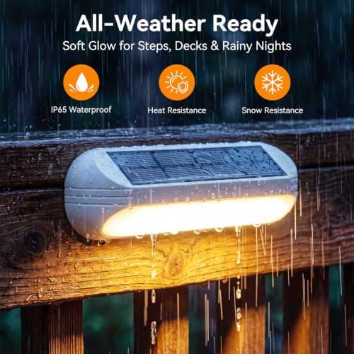 AHAORIGIN Outdoor Solar Lights for Outside, 10 Pack Bright Solar Fence Lights with Multi-Color Changing & Warm White Mode, Upgraded Solar Step Lights Outdoor Waterproof for Garden Deck Post Stair Wall - Thumbnail 4