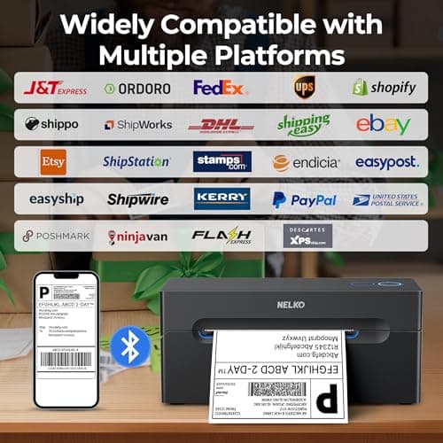 Nelko Bluetooth Thermal Shipping Label Printer, Wireless 4x6 Shipping Label Printer for Shipping Packages, Support Android, iPhone and Windows, Widely Used for Amazon, Shopify (Black) - Thumbnail 5